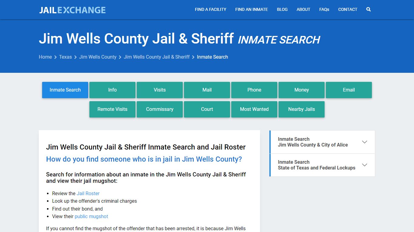 Jim Wells County Jail & Sheriff Inmate Search - Jail Exchange